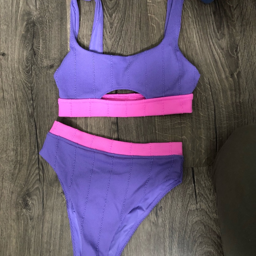 Aerie Purple Bikini with Pink Accents